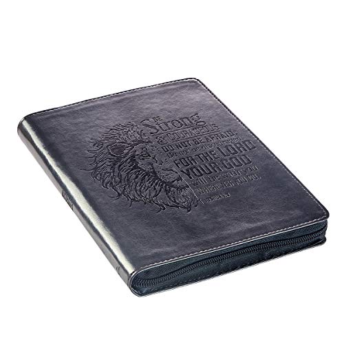Classic Faux Leather Journal Be Strong and Courageous Lion Joshua 19