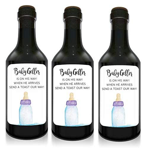 Amazon.com: Mini Wine Bottle Labels Stickers for Baby Announcement, Baby is on the way!, Custom ...