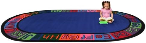 Kids Carpet Alpha Circle Time ABC Rug Bright, 6' x 8'6" Oval, Alphabet Nursery Area Rug | Educational Learning Rug for Children's Classroom | Area Rugs for Kids Playroom, School
