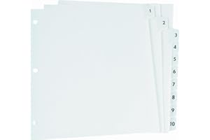 Oxford Binder Dividers, Premium 1–10 Preprinted Tabs, Reinforced Rip-Proof Plastic, Letter Size, 1/2" Extended Tabs, Buff, Cl