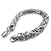 INBLUE 8mm Wide 316L Stainless Steel Bracelet Byzantine Link Chain Bracelet for Men Women Water Resistance (5 Colors - Silver Black Gold Silver and Silver and Gold, 4 Lengths - 7.5
