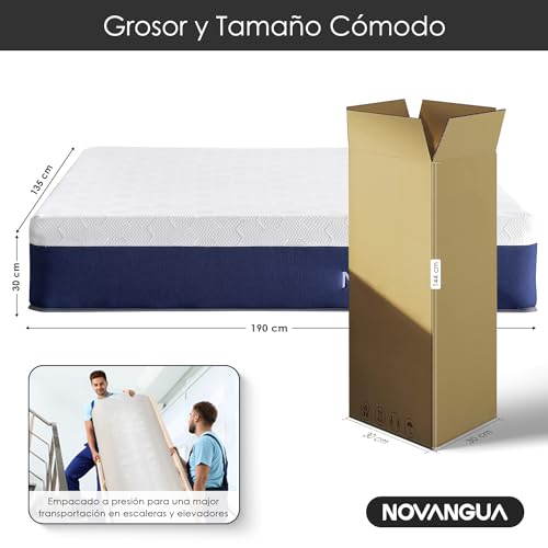NOVANGUA Colchón de Muelles con Espuma Texturizada,Altura 30cm,Colchón Híbrido,Espumas de Alta Calidad para un Mejor Descanso,Soporte y Alivio de Presión