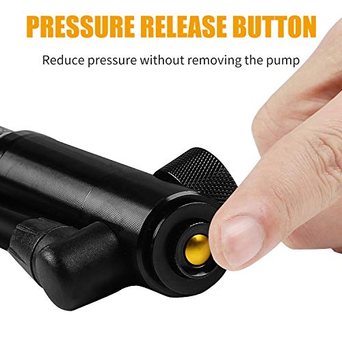 WESTGIRL Bike Pump with Gauge & Glueless Puncture Repair Kit - 300 PSI - Fits Presta & Schrader - Portable Bicycle Frame Pump for Road, Mountain and BMX Bikes, Mount Kit & Ball Needle Included