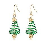 Christmas Tree Dangle Hook Earrings, Holiday Party Drop Earrings, Festival Gift Idea, Thanksgiving Themed Earrings, Small Cute Christmas Costume Jewelry for Women Girls, Handmade Xmas Tree Earrings