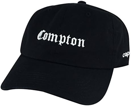 CapRobotRetro NWA 3D Compton Old English Unstructured Baseball Hat Dad Cap - Black White