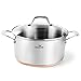 HOMI CHEF Mirror Polished Copper Band NICKEL FREE Stainless Steel 4.5 Quart Stock Pot with Glass Lid (No Toxic Non Stick Coating, 9.5 Inch) - Cookware Set - Cookware Pots And Pans Sets