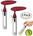 2 PACK - Apple Corer Lever Tool by BRIGHT KITCHEN Stainless Steel Pear Fruit Seed Remover Cherry Red Grip with Serrated Blade