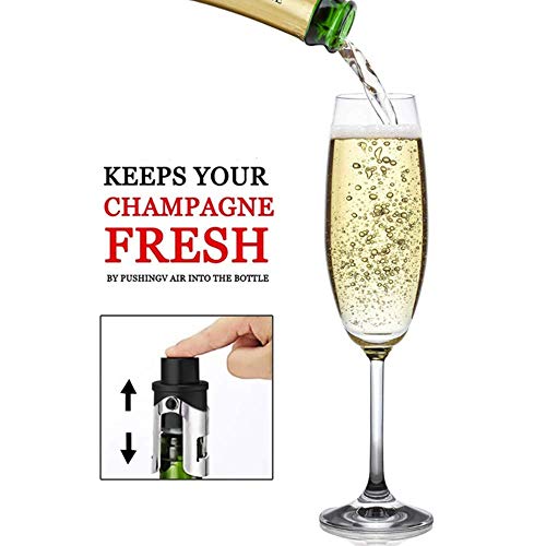 Champagne Stopper, Built-in Pressure Pump and Wing Lock for Sparkling Wine, Prosecco, Cava and Champagne, Keeping the Buzz in the Foam, By JSDOIN - Thumbnail 3