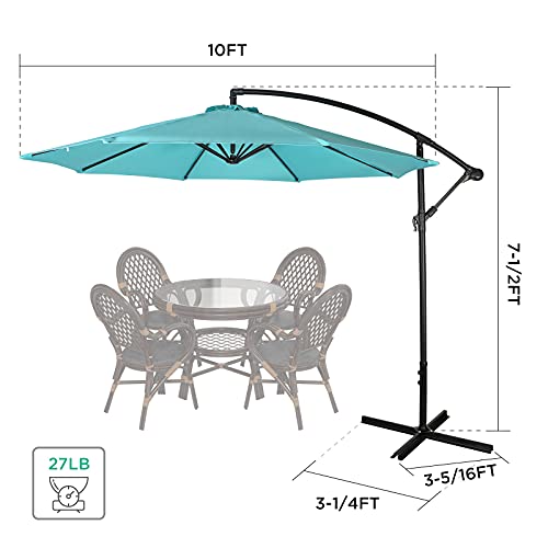 HAUSHOF 10FT Patio Umbrella, Outdoor Offset Hanging Cantilever Umbrella, Waterproof & UV Protection, Easy Assembly and Quick Tilt Adjustment, For Garden, Seaside, Pool, Yard