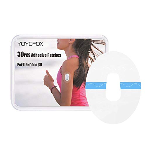 30pcs Transparent Adhesive Patches for Dexcom G6, YOYOFOX Waterproof and Hypoallergenic Patches That Lasting up to 10days,Latex Free,Easy Carry Plastic Storage Box Included