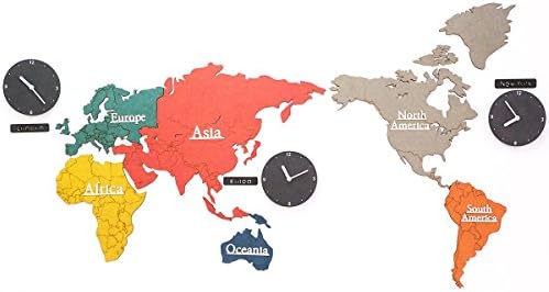 Eco colorboard world time mix (Included 3 clocks) Non Ticking Silent Wall Clock