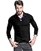 StyleDome Men`s Lapel Stand Collar Tops Long Sleeve Regular Basic Polo Shirts Black XL