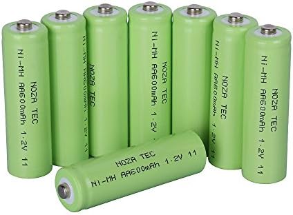 Noza Tec AA 600mAh Rechargeable Batteries High Capacity Ni-MH Pre-charged Batteries 600mAh For Outdoor Garden Lights Pack of (8)