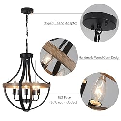 CWarmozy 16.5" Black Rustic Chandelier for Dining