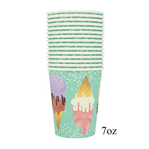 82 Piece Ice Cream Party Supplies Set Including Banner, Plates, Cups, Napkins, and Tablecloth, Serves 20 - Thumbnail 3