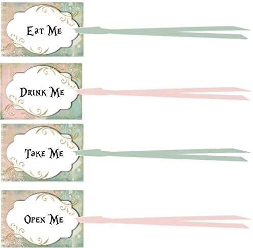 Alice in Wonderland tea party, shower, wedding 20 Eat Me, Drink Me, Take Me, Open Me party tags