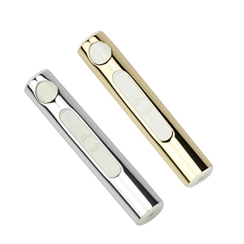 Sunshine 2 Pack Innovative Rechargeable Windproof Flameless USB Lighter-Ultra Slim Cigarette Lighter - Portable - Rechargeable - Lightweight - Sleek - Chrome