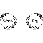 SUPERDANT Black Laundry Wall Stickers Wash &amp; Dry Quotes Wall Decal Laundry Room Wallpaper Decor wirh Wreath Art Decal Sticker for Washer Dryer Home Decoration