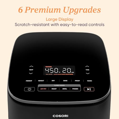 Cosori Freidora de aire TurboBlaze 9 en 1 de 6 cuartos, revestimiento cerámico premium, 90°–450°F, calentamiento preciso para resultados uniformes, freír, asar, hornear, asar, secar, congelar, fermentar, recalentar, mantener caliente, 120 V