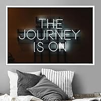 Framed Canvas Wall Art Illuminated Words 3D Industrial Inspirational Multicolor Neon Pop Art Quotes Typography Urban - 16x24 inches