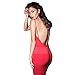 Moxeay Womens Sexy Backless Halter Strap Club Bodycon Dress(S, Red)