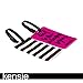 Kensie Buckle Closure Plastic PVC Luggage Tags, 2 Pack - Hot Pink/Black & White Stripes