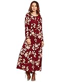 Floerns Women's Long Sleeve Floral Print Button Casual Maxi Dress