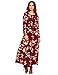 Floerns Women's Long Sleeve Floral Print Button Casual Maxi Dress Red XL