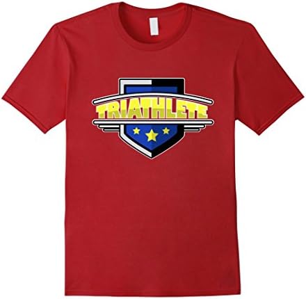 Mens Triathlete Shield Badge Pride T-Shirt XL Cranberry