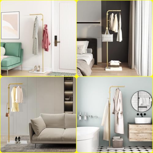 Beauenty Freestanding Metal Coat Rack,Standing Coat Rack with Heavy Base,Modern Coat Tree with Crossbar and 3 Hooks,for Clothing Entryway,Bedroom,Living Room,Office,Hats,Scarves,Clothes,and Handbags