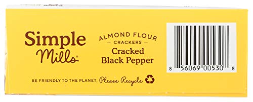SIMPLE MILLS ALMOND FLOUR CRACKERS, BLACK CRACKED PEPPER, GLUTEN FREE, FLAX SEED, SUNFLOWER SEEDS, CORN FREE, GOOD FOR SNACKS, MADE WITH WHOLE FOODS, (PACKAGING MAY VARY)