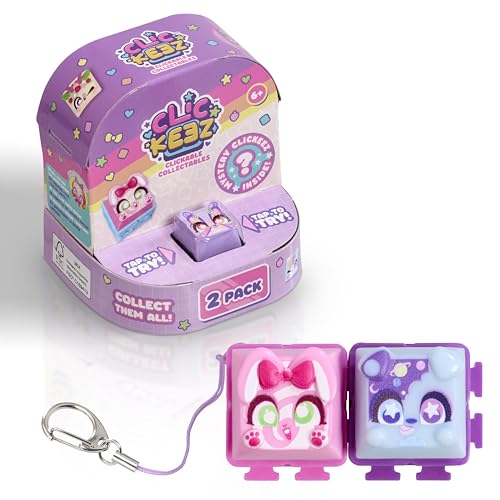 Clickeez 2-Pack | 2 Collectibe Character Keyboard Keys Click and Clack | Create Your Own Keychain | Ages 6+