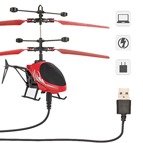 Elevin(TM) Flying Mini RC Infraed Induction Helicopter Aircraft Flashing Light Toys for Kid (Red)