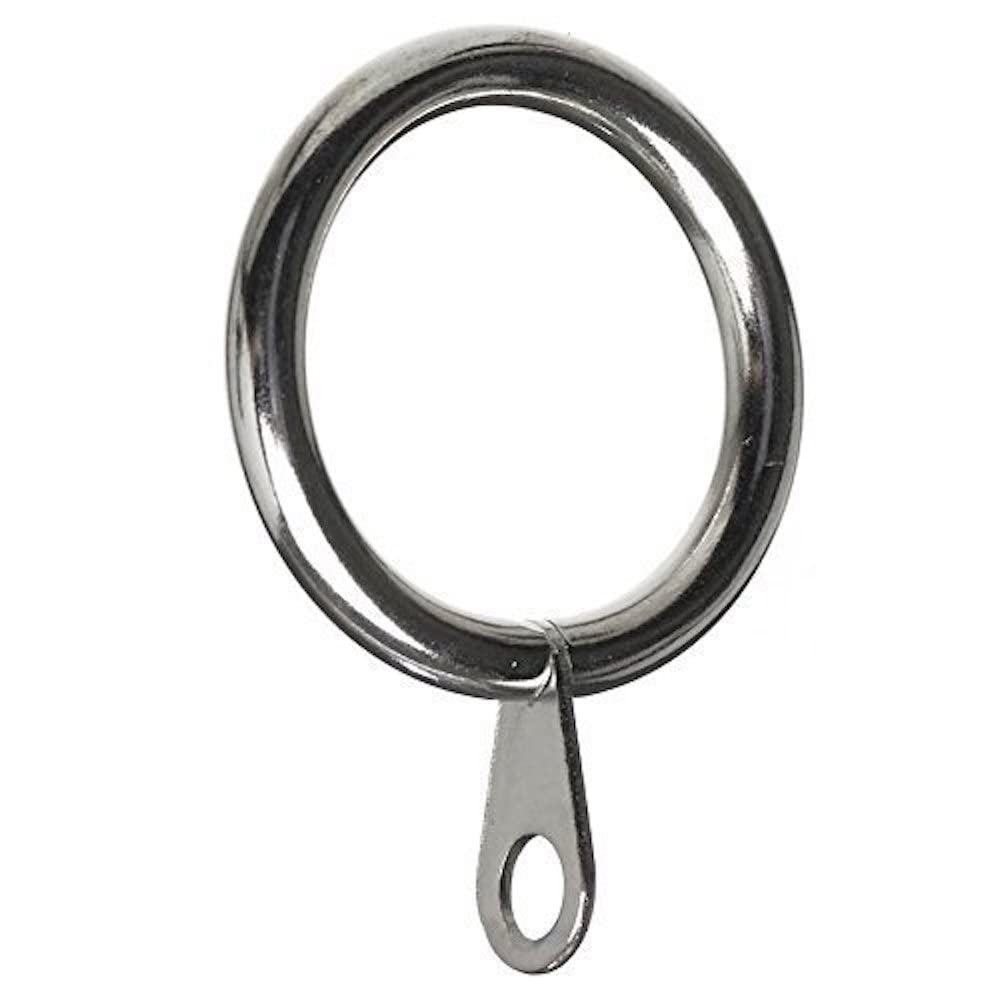 Merriway BH03178 (8 Pcs) Metal Curtain Drapery Pole Rod Rings with Fixed Eye, Inner Diameter 25mm (1 inch) Outer Diameter 30mm (1.1/4 inch) Bright Chrome - Pack of 8 Pieces