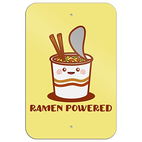 Ramen Powered Noodle Soup Chopsticks Home Business Office Sign - Metal - 6