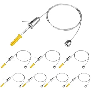 Sooair Set van 8 kabelophangingen inbouwset, hangende ophangbevestiging, instelbare lengte, lampophanging staalkabel…