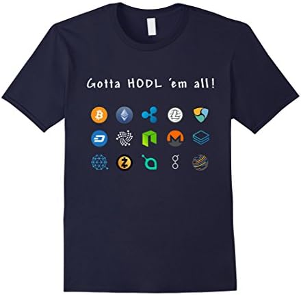 Mens Ethereum Bitcoin Litecoin Gotta HODL em all Crypto T-Shirt Medium Navy