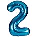 40 Inch Blue Digital Helium Foil Birthday Party Balloons Number 2