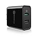 UGREEN QC 3.0 USB Wall Charger Adapter, 30W Dual USB fast charger Quick Charge for Samsung S8 S9 S7 Note8 S6 Note 5, iPhone iPad, LG V30 G6 Stylo 3, Moto G5 Droid Turbo, Xiaomi MIX2 Huawei Sony HTC