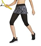 slimour Women Athletic Skirt with Leggings Capri Leggings with Skirt Skirted Leggings Tennis
