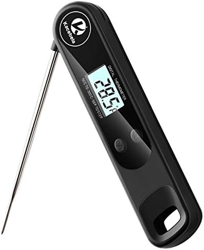 Kacebela Instant Read Meat Thermometer for Grilling, Cooking Thermometer Digital Kitchen Food Thermometer Waterproof with Long Probe for Grilling, Kitchen, Outdoor Cooking BBQ 4.7 Inch, Black
