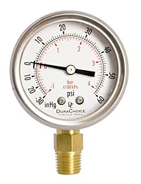 Medidor de presión lleno de aceite de 2.0 in carcasa de acero inoxidable, latón, NPT de 0.2 in, conexión de montaje inferior