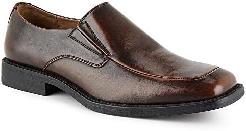 Borelli Mens Matthew Slip On Square Toe Loafer Shoes, Brown, US 10.5