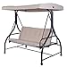 TANGKULA Converting Outdoor Swing Patio Porch Garden Swing with Comfortable Cushion Seats, Adjustable Canopy & Coated Steel Frame Patio Swing 3 Seats Patio Deck Furniture (Beige)