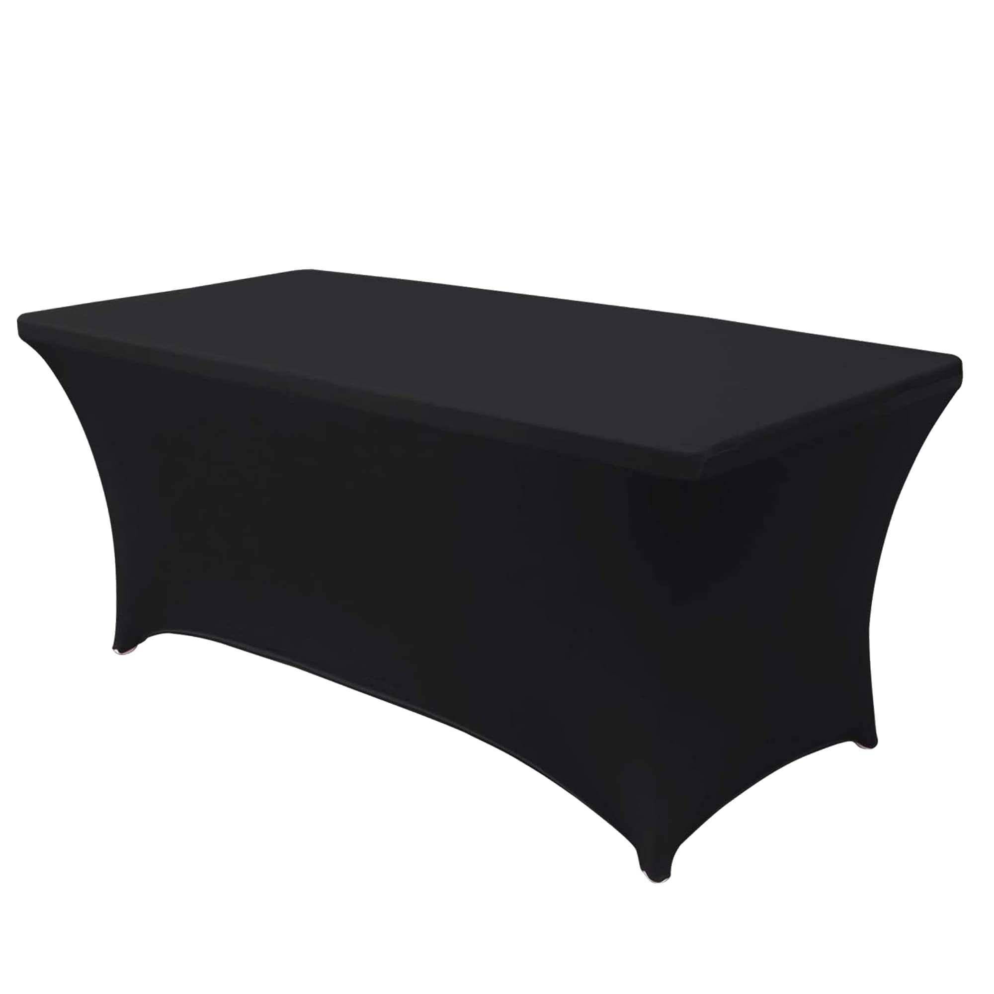 Time to Sparkle 8ft Stretch Spandex Table Cover for Standard Folding Tables - Universal Rectangular Fitted Tablecloth Protector for Wedding, Banquet and Party (Black)