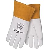 John Tillman 24CM Tillman Medium Pearl Top Grain Kidskin Unlined Premium Grade TIG Welders Gloves with Straight Thumb, 4' Cuff and Kevlar Lock Stitching, English, 15.34 fl. oz, Plastic, 1 x 12 x 5