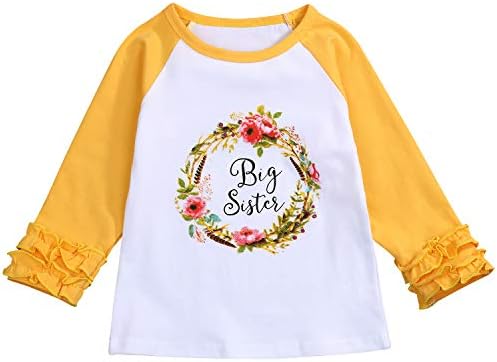 MAMOWEAAR Little Sister Big Sister Matching Shirt, Baby Kids Girls Ruffle Long Sleeve Blouse Tops Outfits