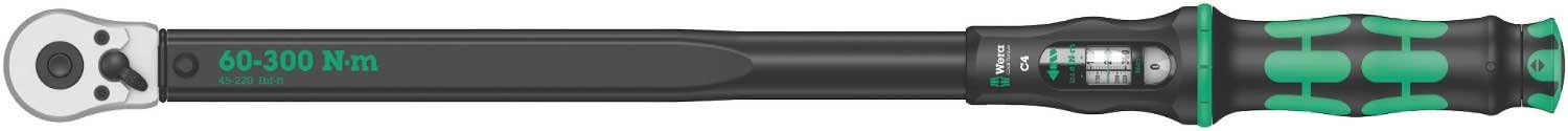 Wera Click Torque C 4 Adjustable Torque Wrench, 1/2" Square Drive, 60 - 300 Nm, 05075623001, Black/Green