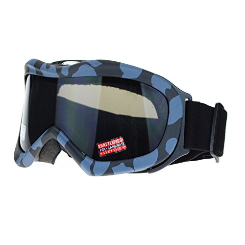 Ski Snowboard Goggles Anti Fog Shatter Proof Gray Lens Camo Print Gray Blue