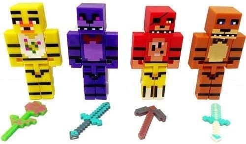Ultraguards Miner Themed FNAF Freddys Pixelated Action Mini Figures